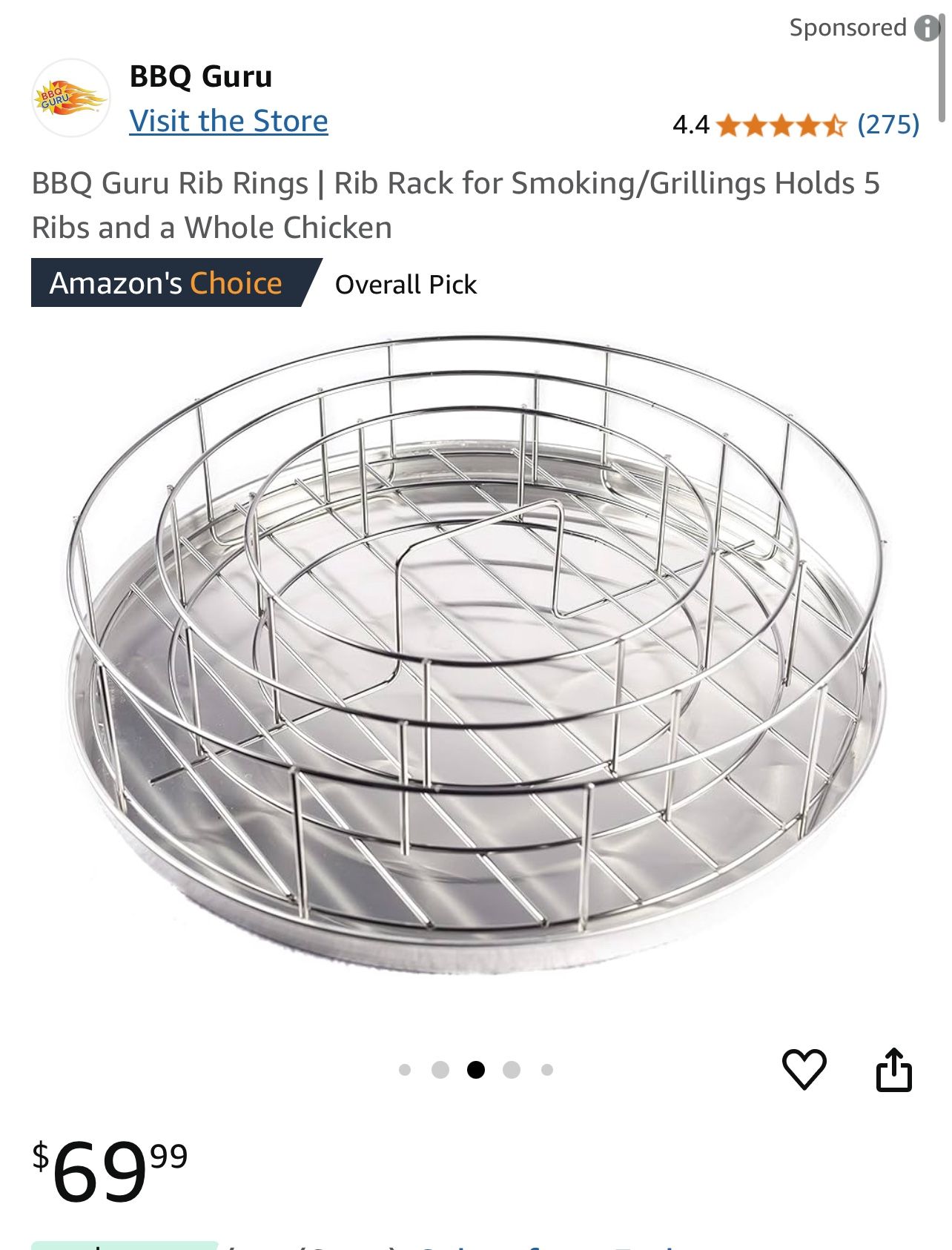 BBQ Guru Rib Rings | Rib Rack for Smoking/Grillings Holds 5 Ribs & Whole Chicken