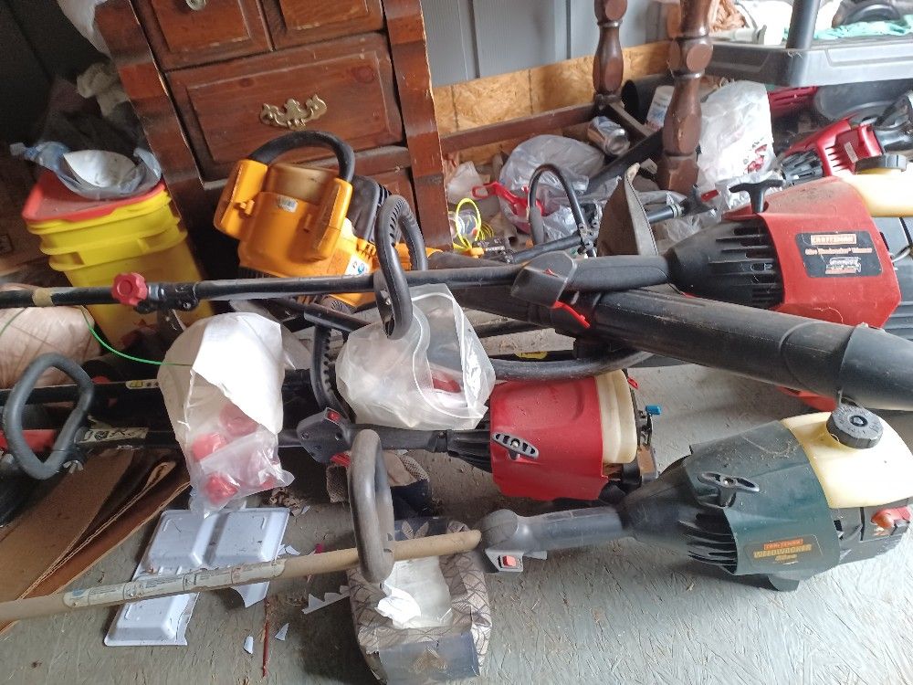 Working and non working weed eaters and leafbor.