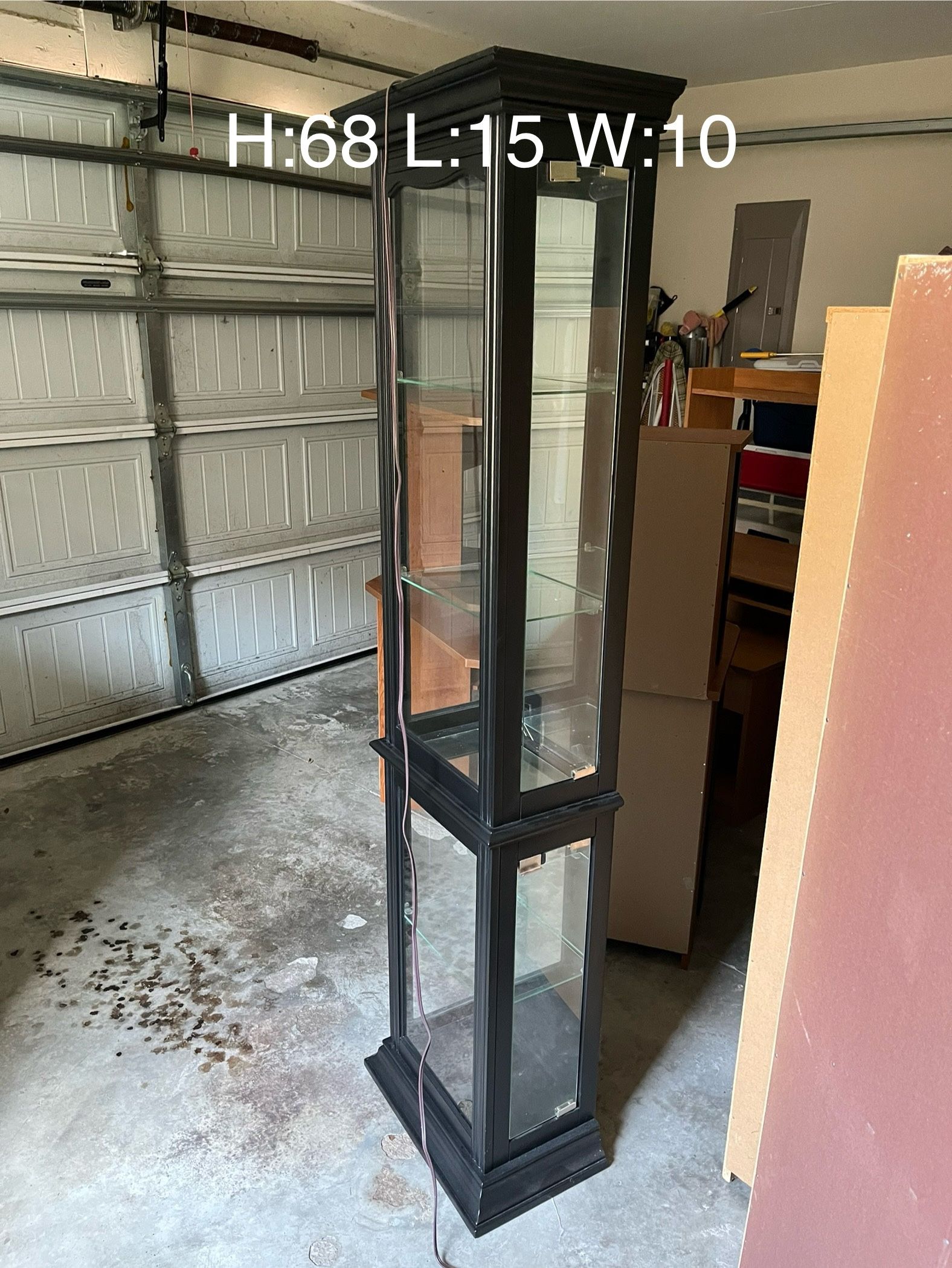 Tall Glass Cabinet With Light Height 68 inches