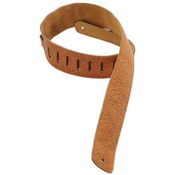 Levy's 2.5" Wide Brown Florentine Genuine Leather Guitar/Bass Strap