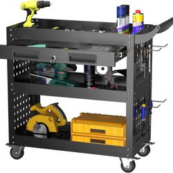 3 Tier 330 LBS Rolling Tool Cart on Wheels,