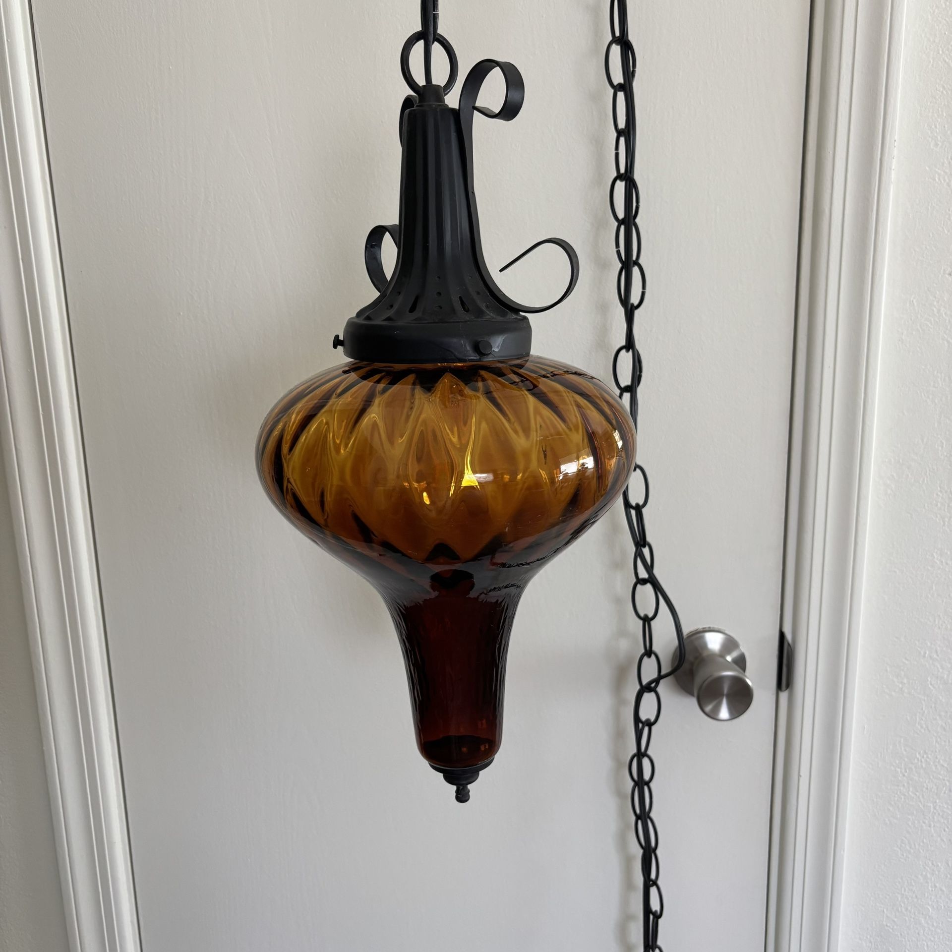 Mid Century Hanging Swag Glass Lamp MCM
