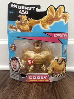 Mr Beast Lab Gooey Hero Legendary Gold Panther Stretchy Figure 5"