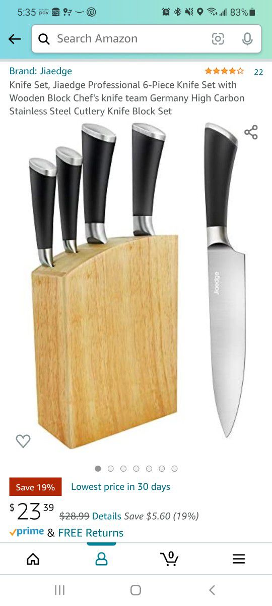 Knfie Set, Jiaedge 19 Pcs Kitchen Knife Set with Block