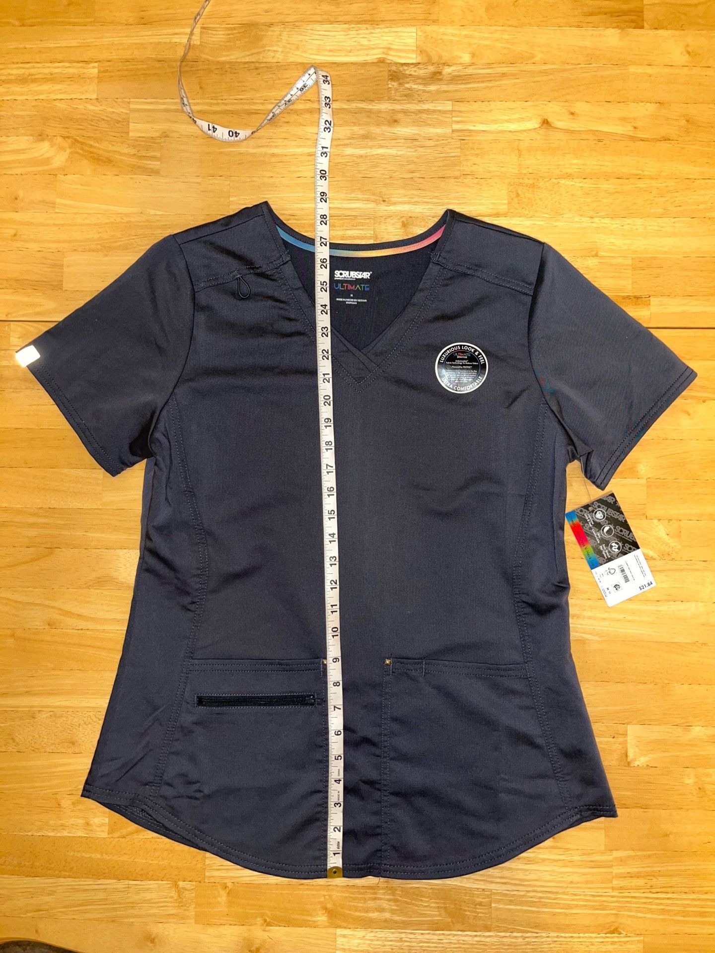Scrubstar Premium Scrubwear Ultimate Criss-Cross V-Neck Top Pewter Size M New W/Tag
