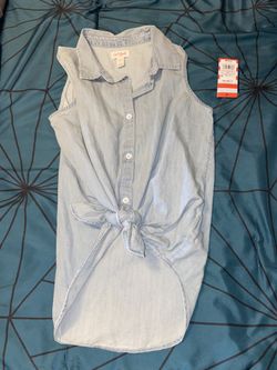 Cat And Jack Girl’s Size 10-12 Sleeveless Denim Shirt-NEW