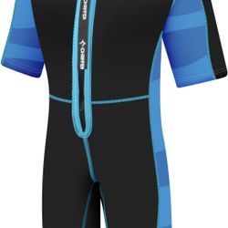 Chriffer Unisex Kid’s Wetsuit Wet Suit 2mm Neoprene Thermal Blue Size Medium