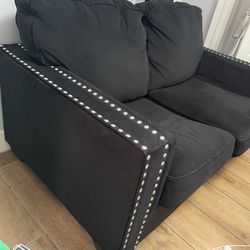 ❗️ Modern Black Loveseat Sofa with Studded Trim 