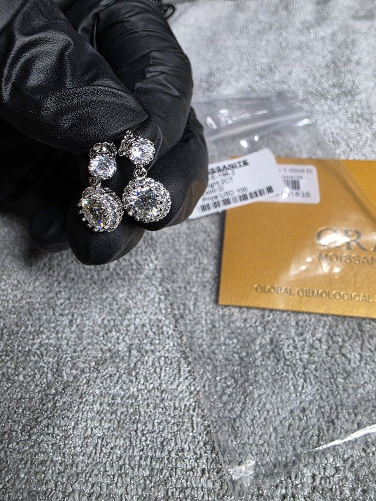 SS925 2ct Moissanite Diamonds Dangling Earrings