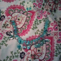 Turquoise Necklace And Earrings Set