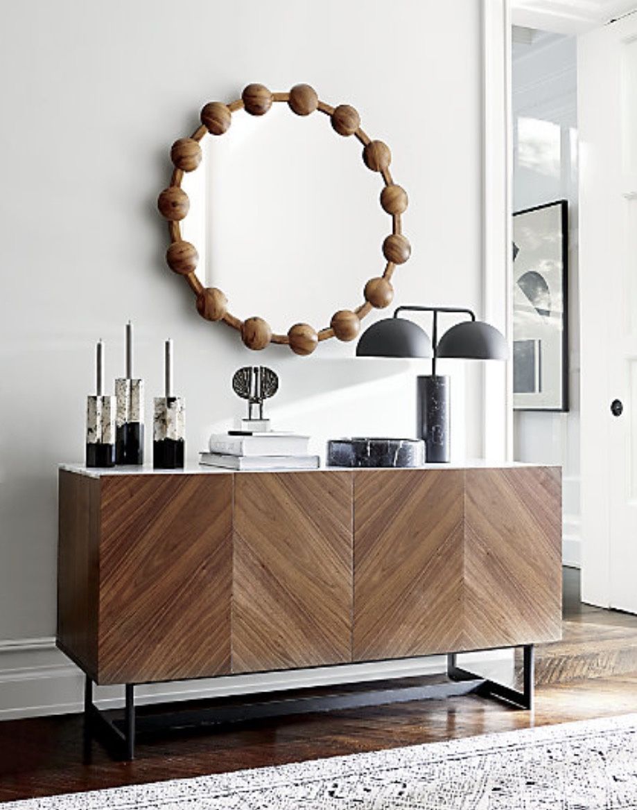 CB2 Suspend Media Console With Marble Top And Storage Space