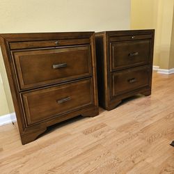 2 Clean and Nice two drawer + Slide Table Nightstands.