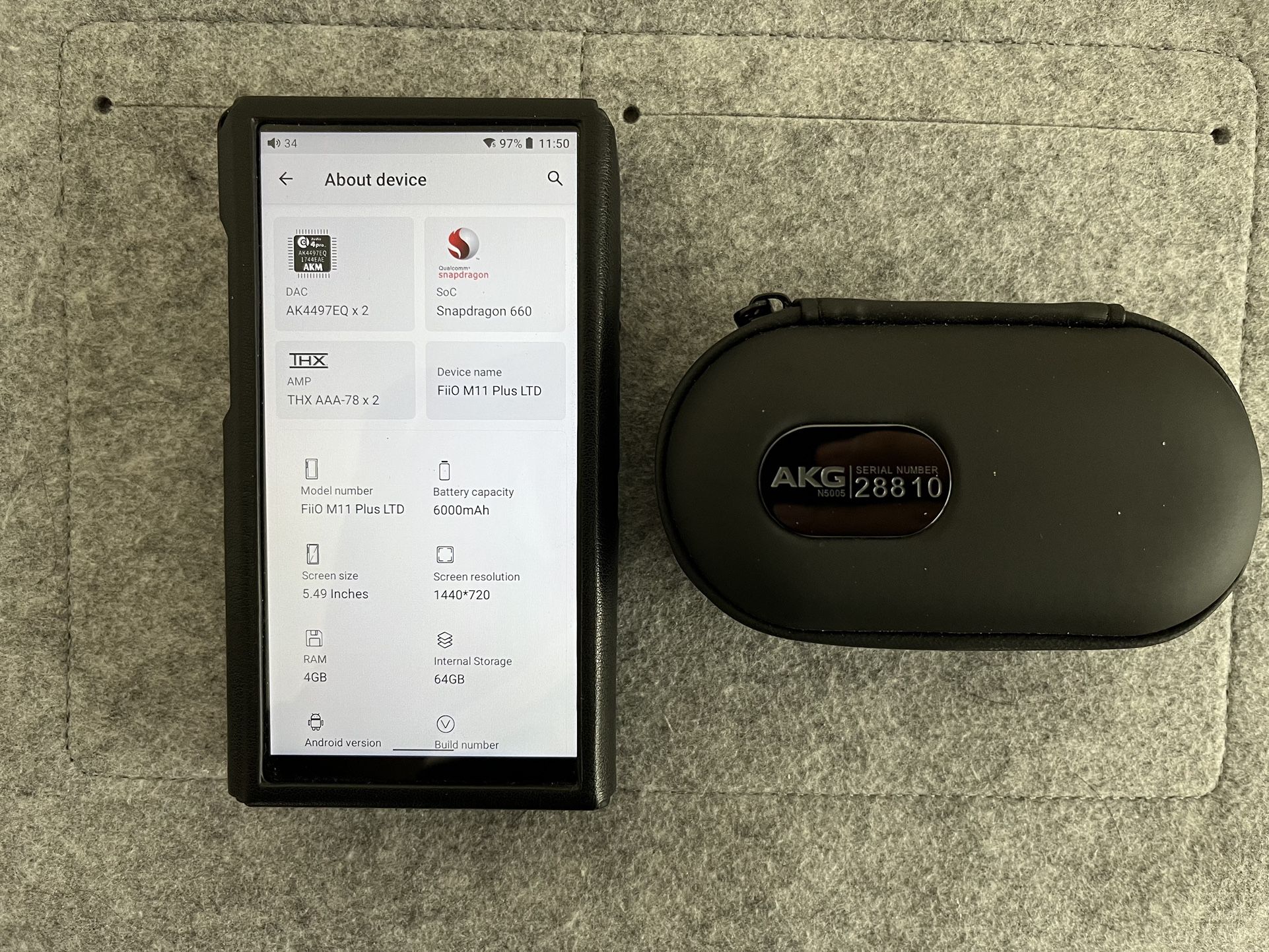 Like-new Fiio M11 Plus LTD High-Res Music Player with N5005 Hi-Fi Earphones