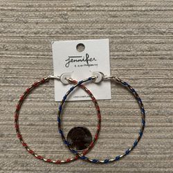 Red And Blue Hoop Earrings 