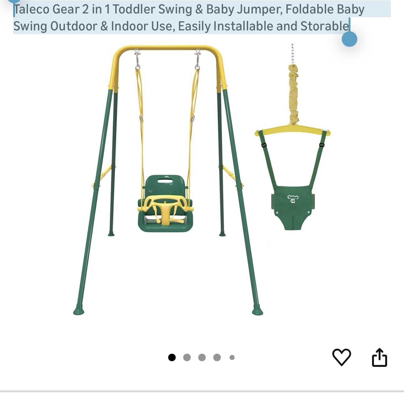 Multifunctional Toddler Swing, Foldable Baby Swing With A Jumper Outdoor & Indoor Use, Easily Installable and Storable (Green)