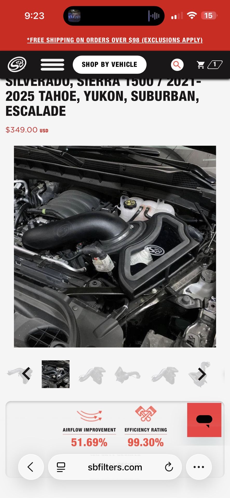 Cold Air Intake for 2019-2025 GMC Sierra 1500 / Silverado, 2021-2025 Tahoe, Yukon, Suburban / Escalade