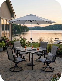 BRAND NEW DINING SET WITH 4 chairs,table with Umbrella INCLUIDED