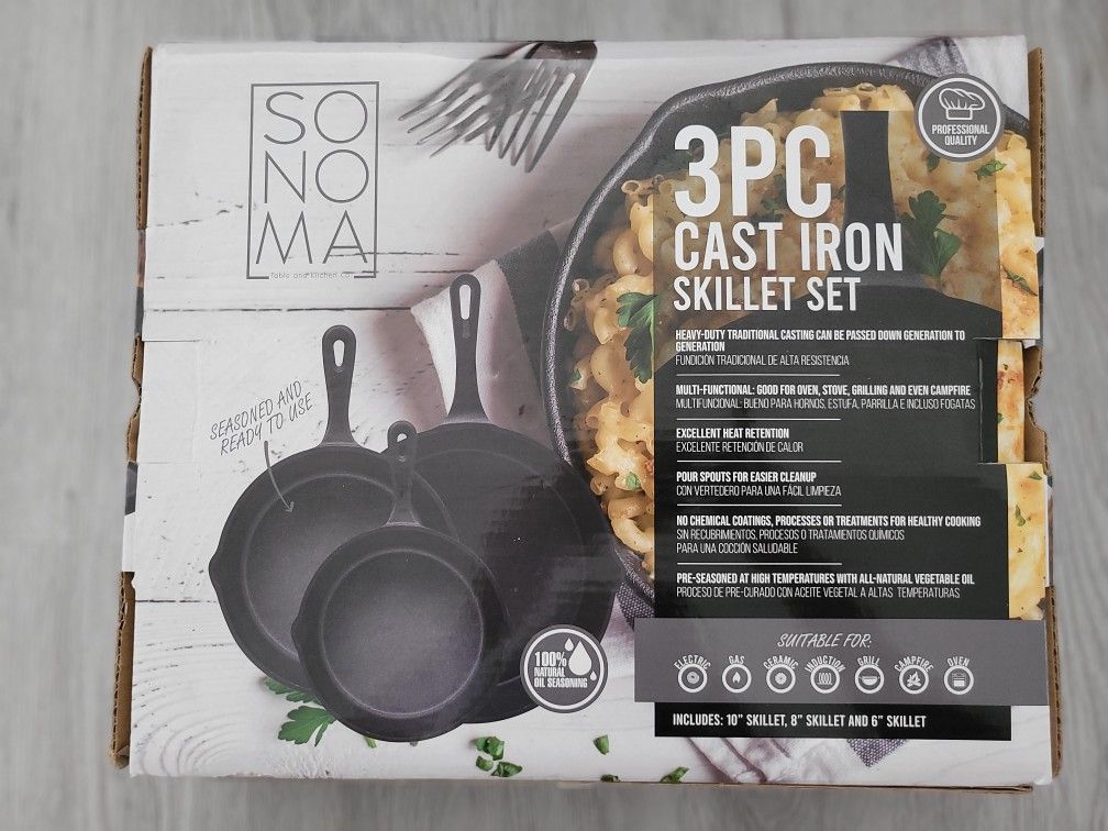Sonoma Cast Iron Skillet 3 Piece