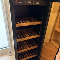 Wine Cooler – Glass Door + Wood Shelves – Works Perfect – $160