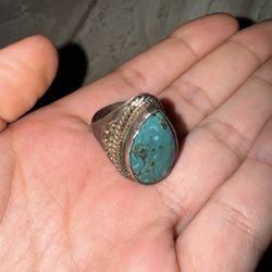 Vintage Navajo Turquoise Southwestern Sterling Silver Antique Rings 