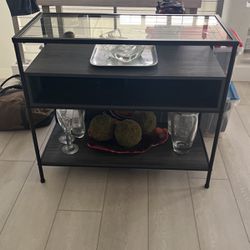 Black TV/Console Table With Glass Top Insert