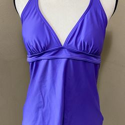 PRANA Lahari Tankini Swim Top Womens L Purple Halter Swimsuit Padded