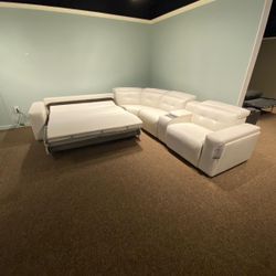 Leather Power Recliner Sectional 