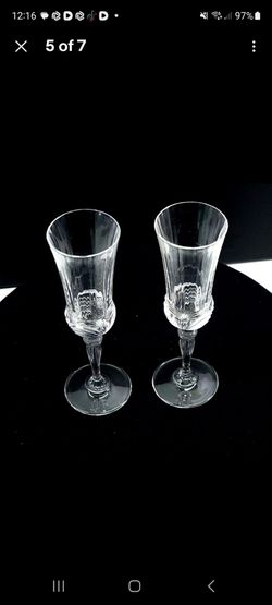 Vintage RCR Royal Crystal Rock Aurea lead crystal champagne flutes
