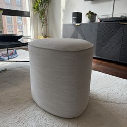 Modern Upholstered Ottoman / Footstool – Light White / Gray