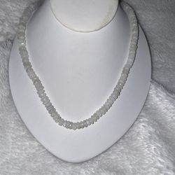 Beautiful Estate Blue Glow Untreated Moonstone Bead Necklace, 22"