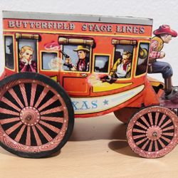 VINTAGE ALPS TIN  STAGECOACH COWBOY - MADE IN JAPAN