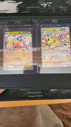 Dragonite and pikachu prize stamp