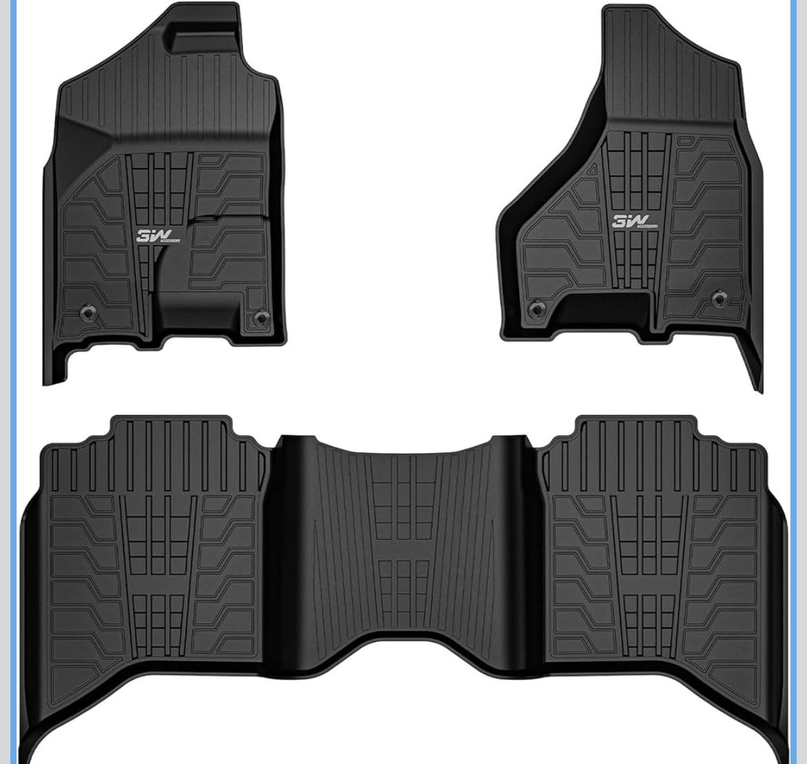 Dodge Ram  Floor Mats Fit for 2013-2018 Dodge Ram 1500/2500/3500 Crew Cab, 2019-2024 Dodge Ram 1500 Classic Crew Cab All Weather TPE Custome Fit Acces