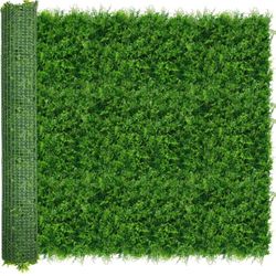 Artificial Plant Hedge Wall Panels: 68 x 120 inches (56.7 square feet) Anti-UV Green Boxwood Fence Privacy Screen, Artificial Ivy Grass Wall with Leav