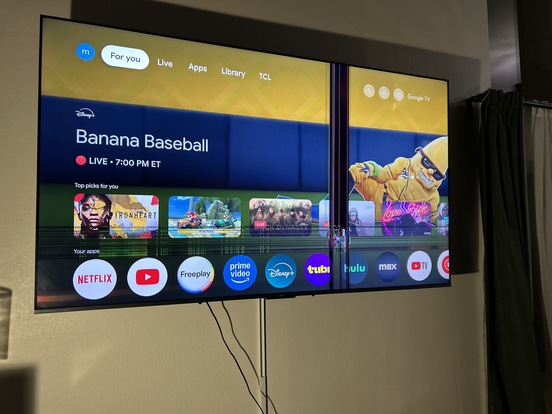 85” TCL Tv Cracked Screen