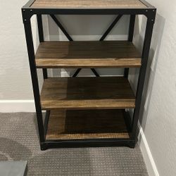 Excellent 4 Shelf Wood And Steel Metal Accent Bookcase Shelving