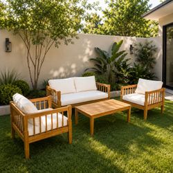 4-Piece Outdoor Acacia Wood Patio Furniture Set