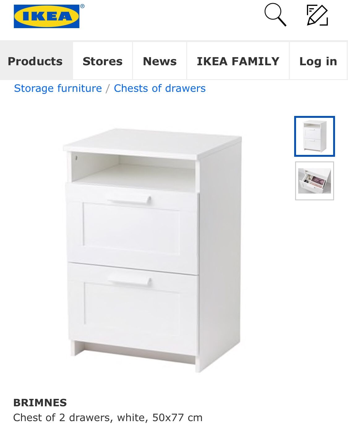 IKEA BRIMNES 2 drawer chest / nightstand