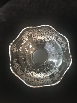 Lovely footed Candy Dish with Silver Overly