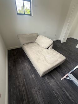 2 Beige Fabric Chaise Lounge Sectional