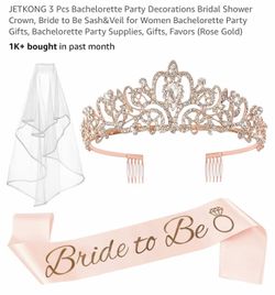 New bride to be crown, sash and veil
