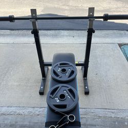 Wright Bench, 45lb Bar, 2-25lb Weights