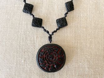 Handmade Carved Wooden Beaded Necklace