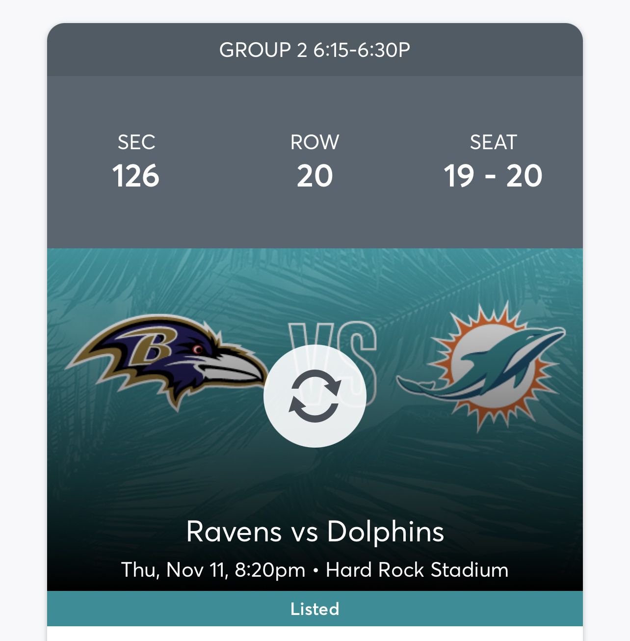 Baltimore Ravens VS Miami Dolphins