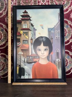 Walter Keane Framed Print “Grant Avenue San Francisco"  Mid Century