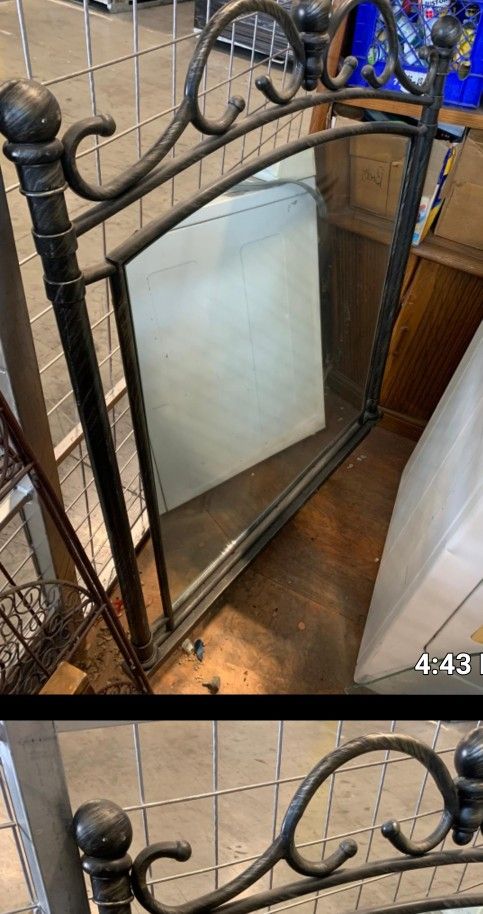 DECORATORS METAL FRAME WALL MIRROR, DRESSER MIRROR, BEVELED GLASS