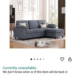 Vongrasig Convertible Sectional Sofa Couch, 3 Seat L Shaped Sofa with Removable Pillows Linen Fabric Small Couch Mid