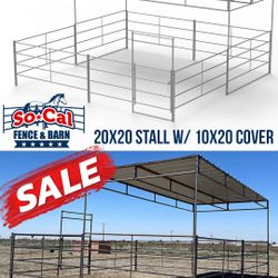 20x20 Horse Stall With 10x20 Cover