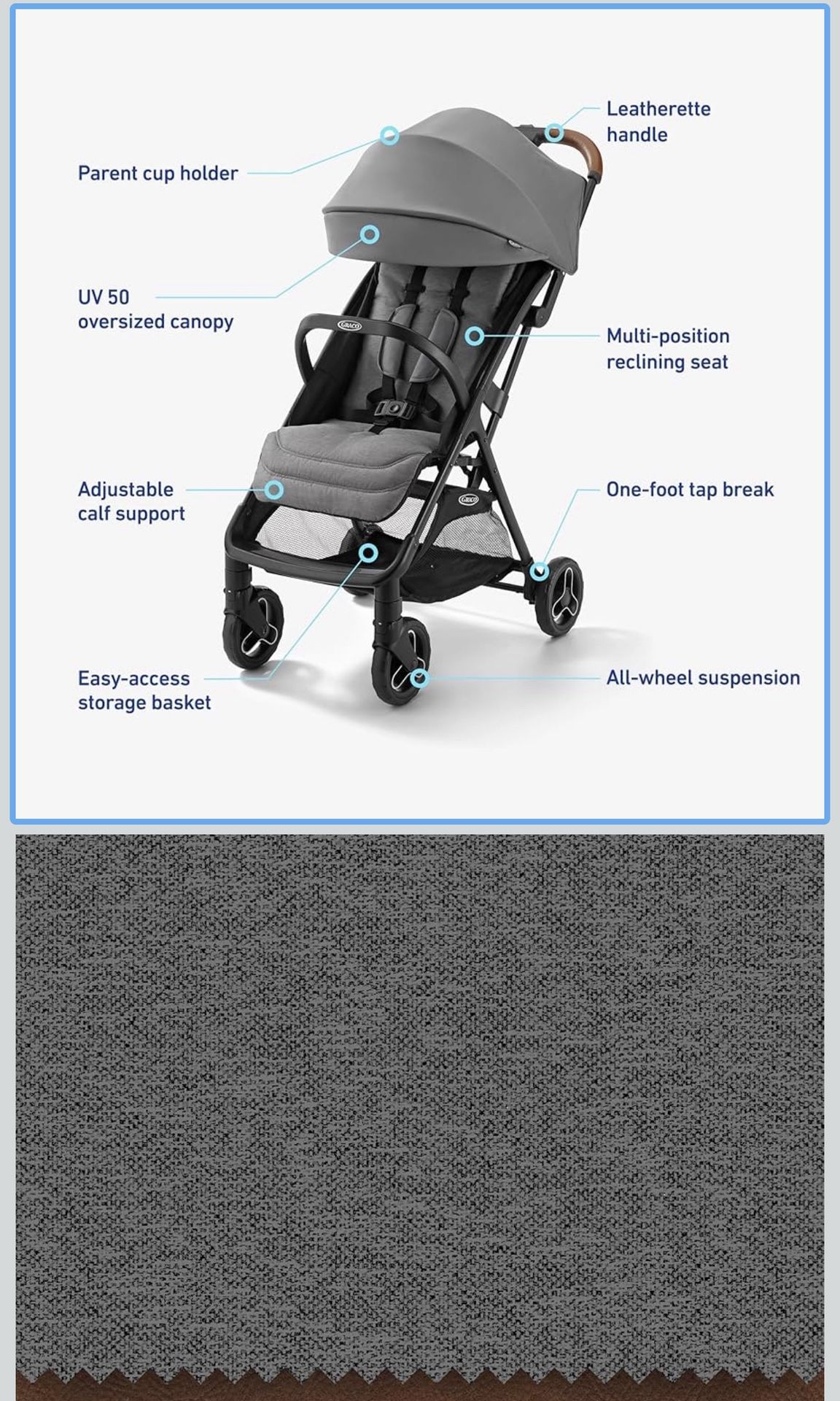 Graco Ready2Jet Compact Stroller – Overhead Friendly Compact Travel Stroller with Automatic Fold, Kingston