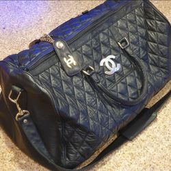 Vintage Chinese Quilted Duffle Bag – Large Black Shoulder & Travel Tote